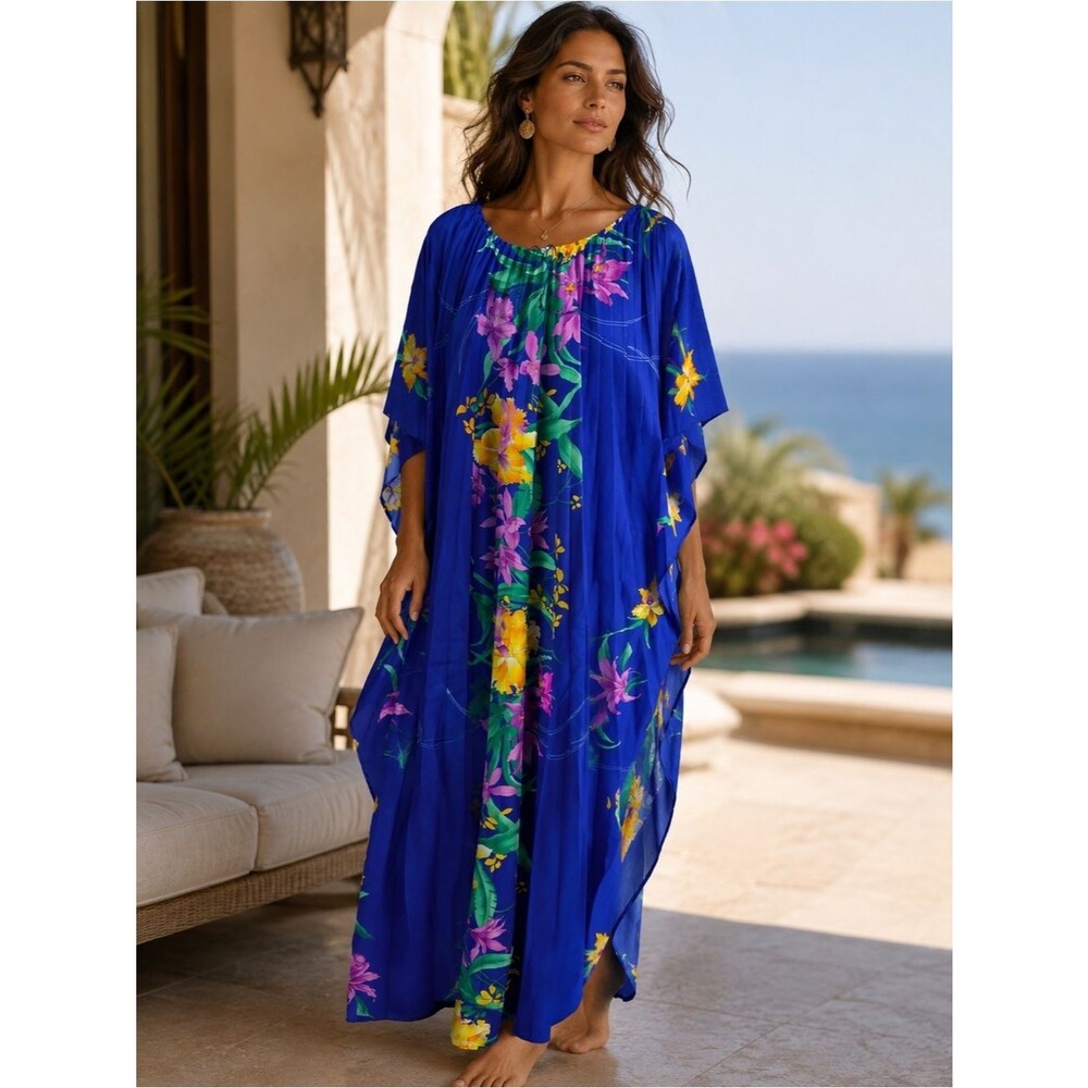 Vibrant Blue FloralCaftan